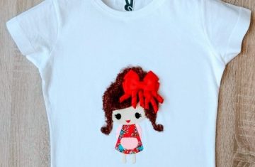 Camiseta infantil personalizada niña vestido hecha a mano