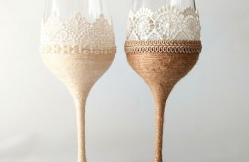 Pareja copas vintage con cuerda de yute hechas a mano