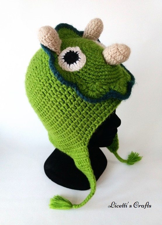 Gorro lana alpaca hecho a mano dinosaurio