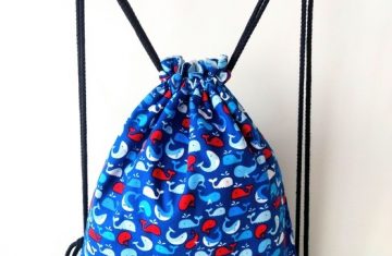 Mochila reversible ballenas azul hecha a mano