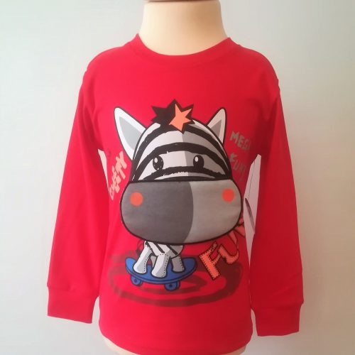 Camiseta manga larga algodón pima cebra roja