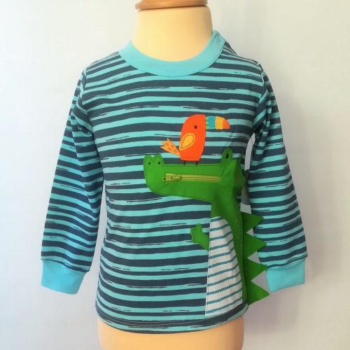 Camisetas bebé manga larga cocodrilo azúl