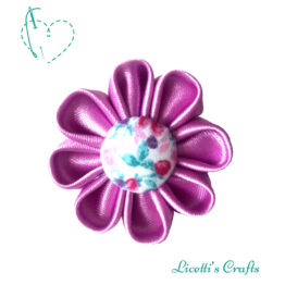 goma cabello lila botón floral
