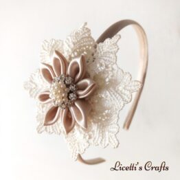 Diadema ceremonia guipur puntas con brillantes
