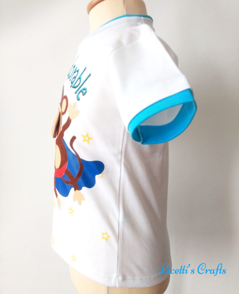 Detalle costado camiseta algodón pima mono super héroe