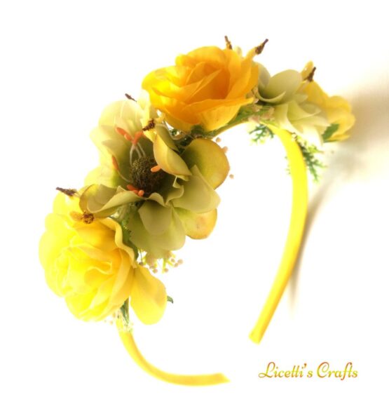 Diadema floral ceremonia amarilla