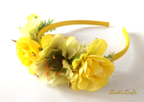 Diadema floral ceremonia amarilla - Imagen 2