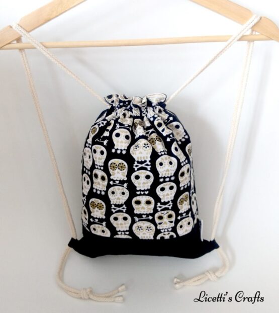mochila cuerdas hecha a mano calavera mexicana negra