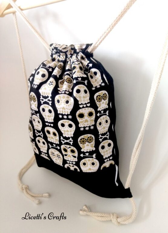 mochila artesanal cuerdas algodón calavera mexicana