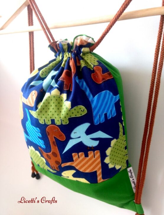 mochila infantil cuerdas artesanal dinosaurio