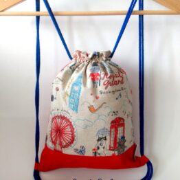 mochila algodón cuerdas hecha a mano gatos londres