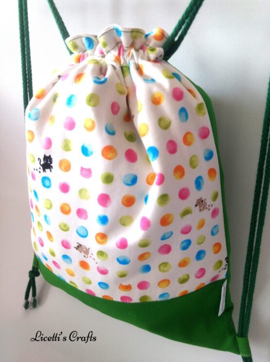 mochila infantil algodón artesanal gatos