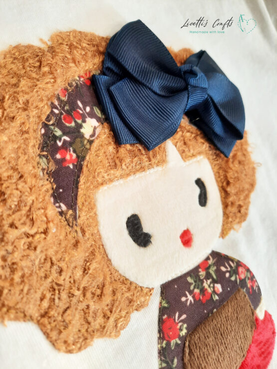 Muñeca pelo 3d camiseta con lazo