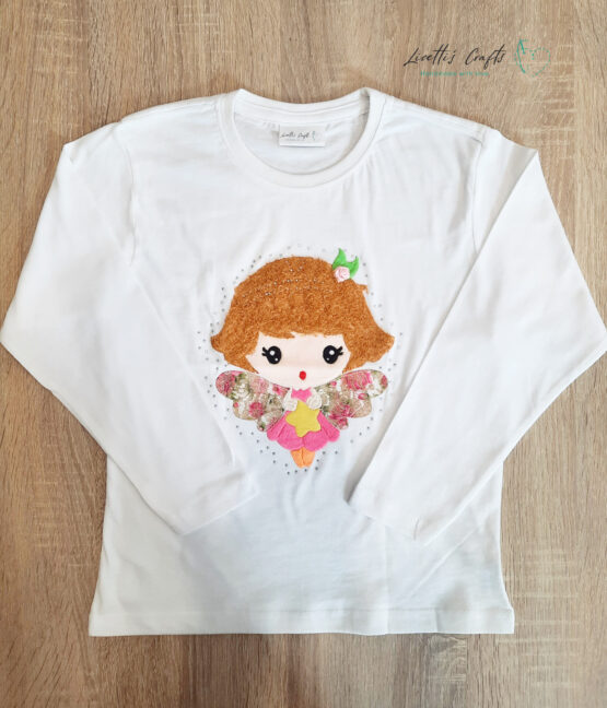 Camiseta manga larga muñeca hada en relieve