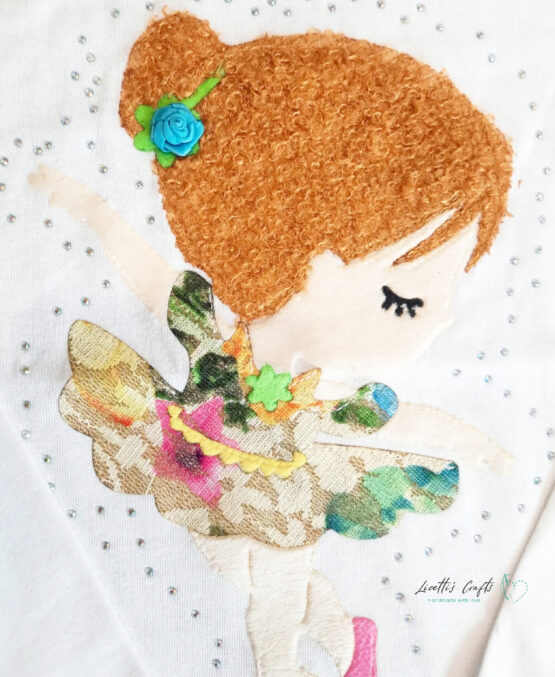 Muñeca bailarina con pelo en relieve para camiseta