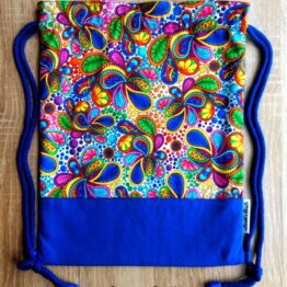 Mochila cuerdas hecha a mano paisley azulón