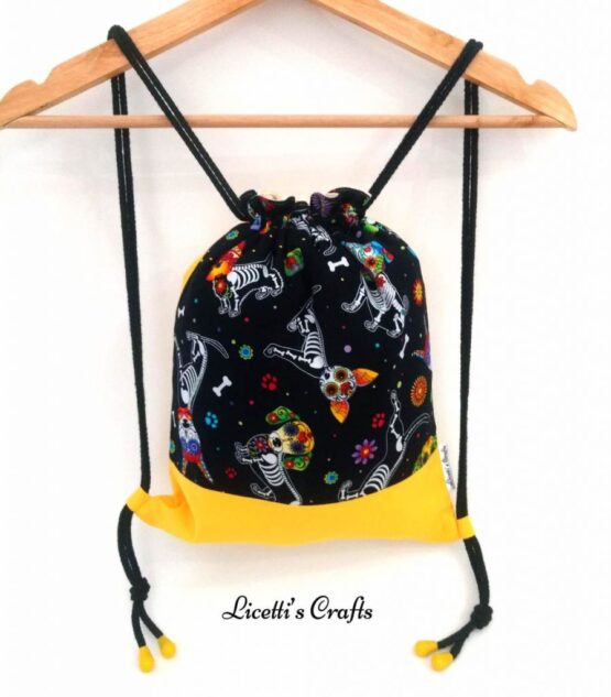 Mochila artesanal perros calavera mexicana