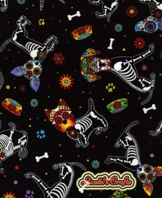 Tejido original perros calavera mexicana