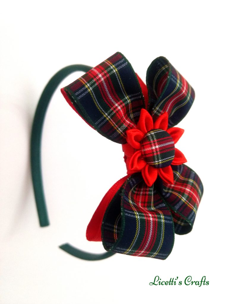 diadema roja y verde cuadro escoces