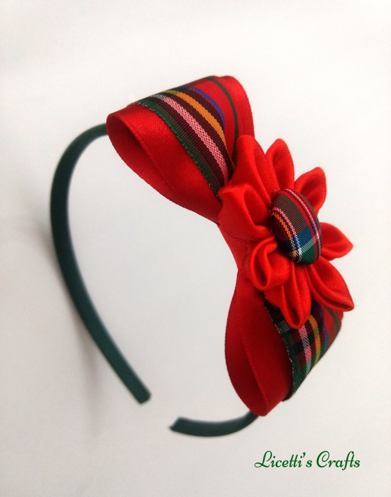 Diadema hecha a mano lazo rojo