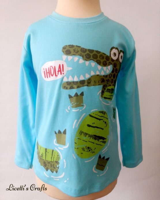 camiseta algodón pima manga larga cocodrilo nadando