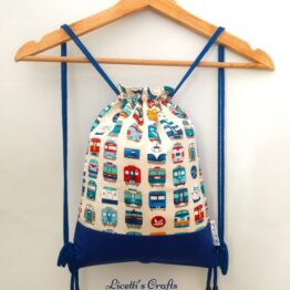 mochila infantil cuerdas hecha a mano trenes