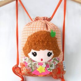 Mochila cuerdas Kawaii "Giorgia flor naranja"