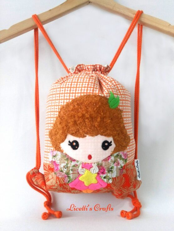 Mochila cuerdas Kawaii "Giorgia flor naranja"