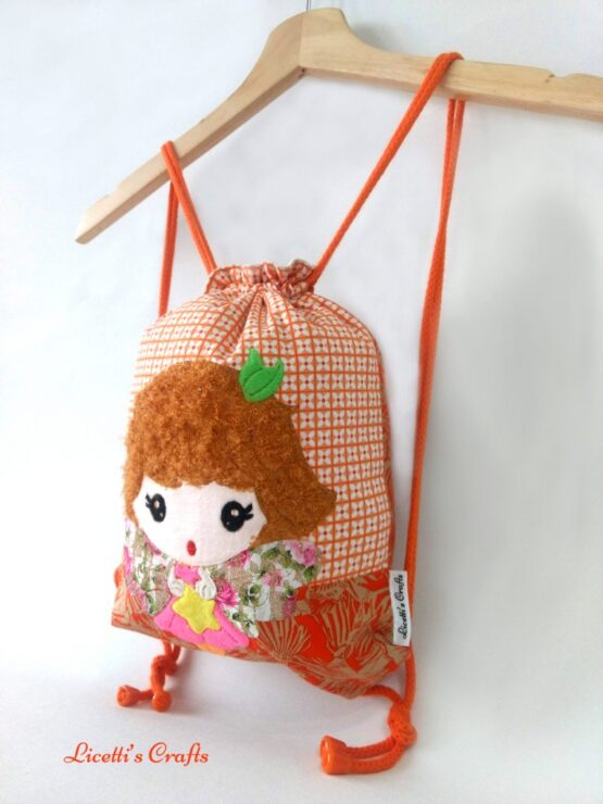 mochila cuerdas con forro y hada kawaii