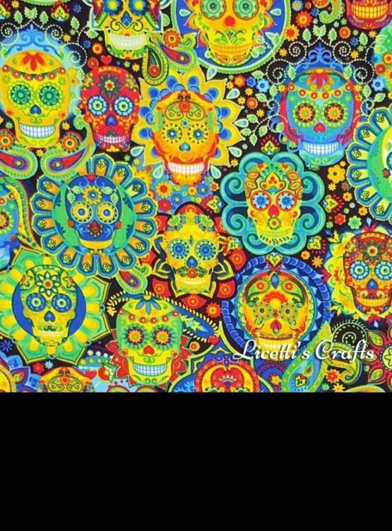 Tote bag tela "Calavera multicolor asa naranja" - Imagen 2