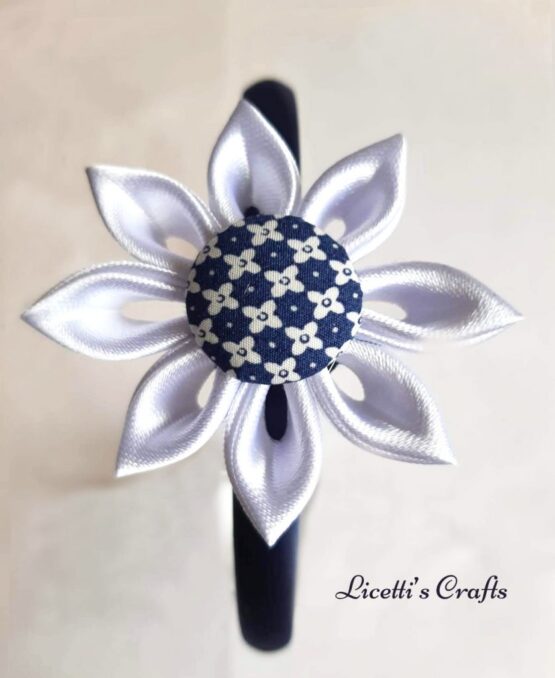 Diadema infantil "Flor blanca botón marinero" - Imagen 2