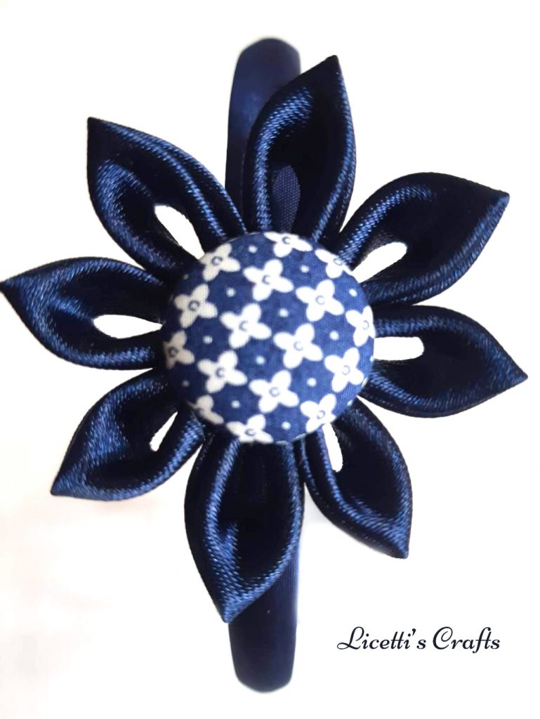 Diadema infantil "Flor azul botón marinero" - Imagen 2