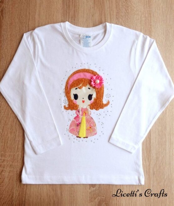 camiseta manga larga hecha a mano princesa