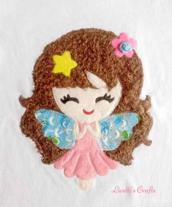 muñeca en relieve de hada hecha a mano para camiseta