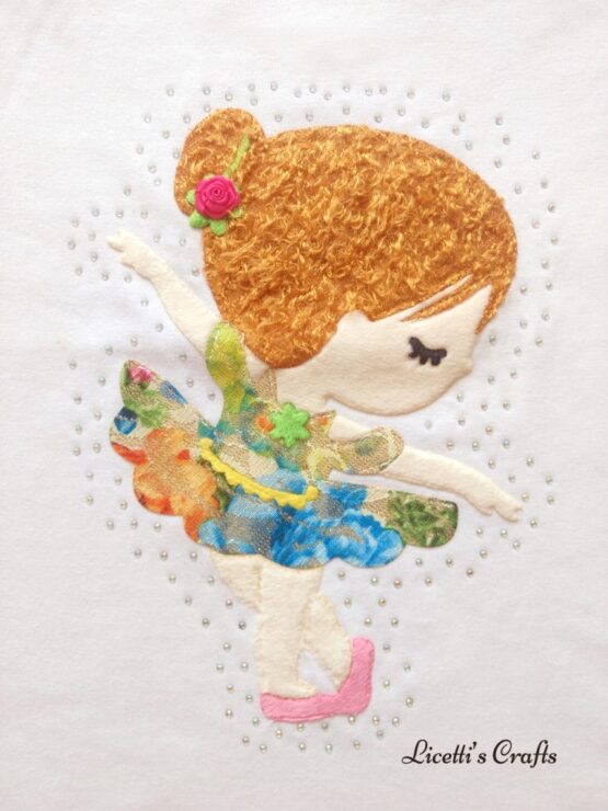 bailarina en relieve con pelo para camiseta hecha a mano