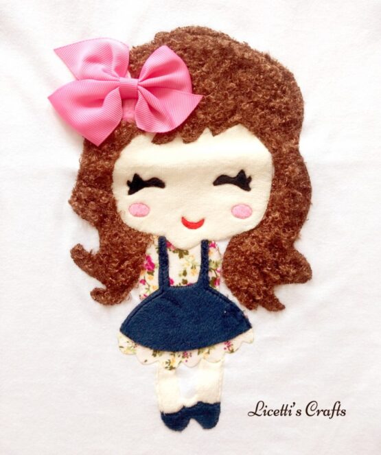 muñeca en relieve para camiseta hecha a mano lazo rosa