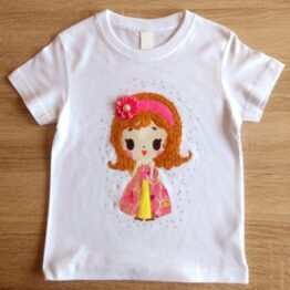camiseta manga corta con relieve hecha a mano princesa