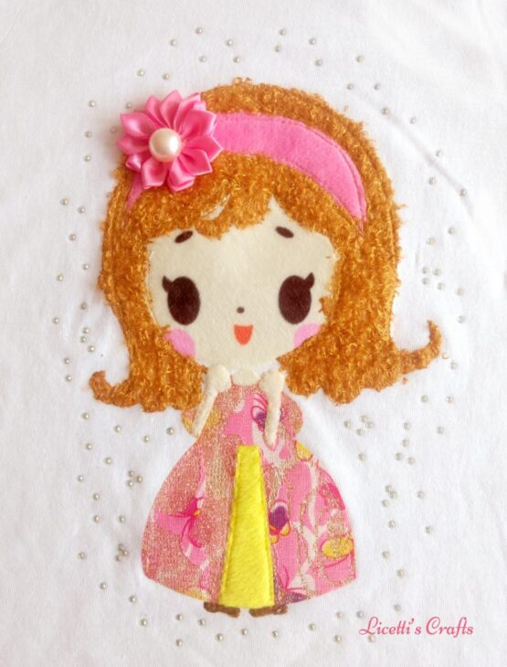 muñeca en relieve para camiseta princesa