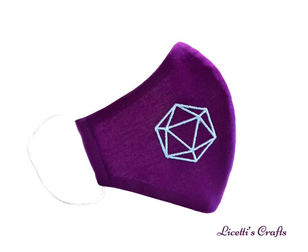mascarilla dado bordado morada
