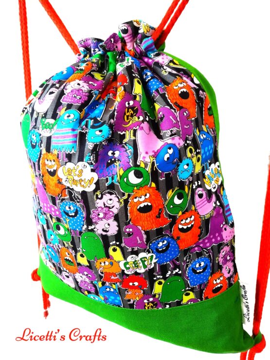 mochila cuerdas infantil monstruos divertidos