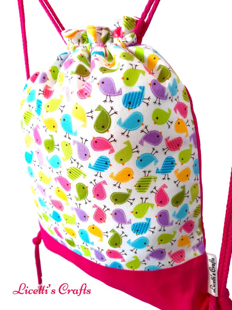 mochila cuerdas infantil pajaritos multicolor