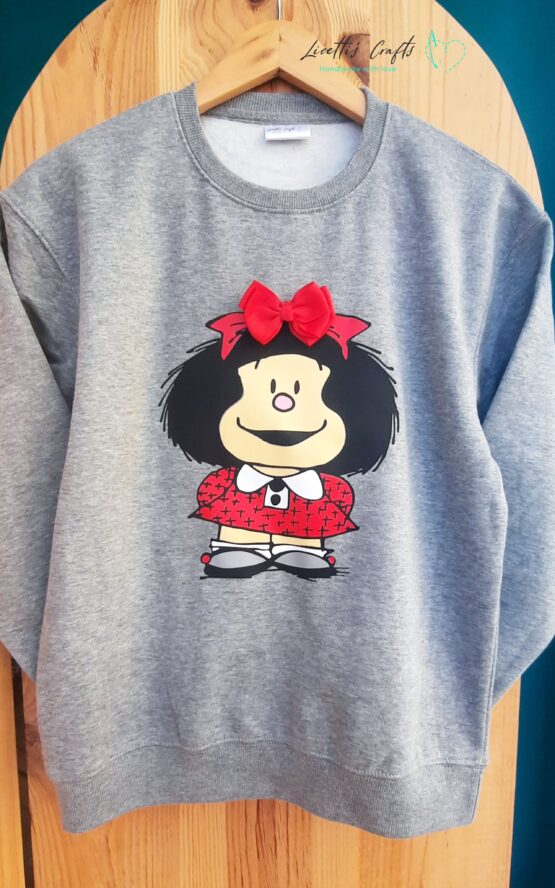 Sudadera "Mafalda con lazo en relieve"