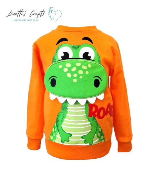 Sudadera Infantil de Dinosaurio con Boca 3D – Algodón Orgánico Pima