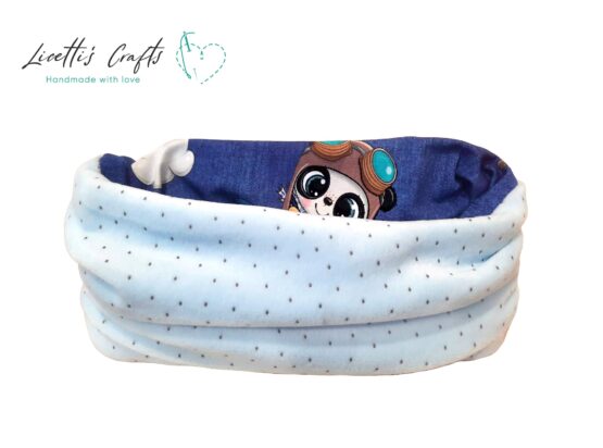 braga cuello infantil reversible azul