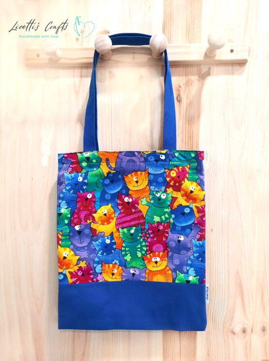 bolsa tote bag gatos multicolor azulona