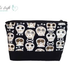 estuche neceser calavera blanco y negro