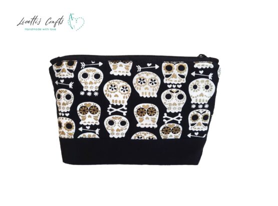 estuche neceser calavera blanco y negro