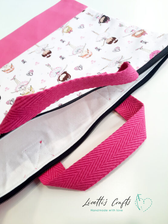 Detalle cremallera bolsa porta cuento bailarina