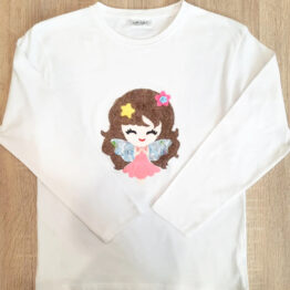 Camiseta manga larga muñeca relieve hada