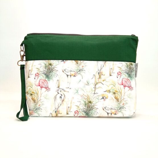 Bolso de mano clutch garza y flamencos